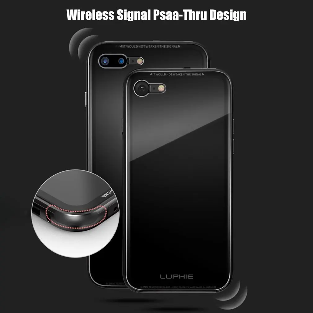 Metal Frame Phone Bumper Case With 9H Tempered Glass Back Cover Shockproof Protective For iPhone 8 plus |