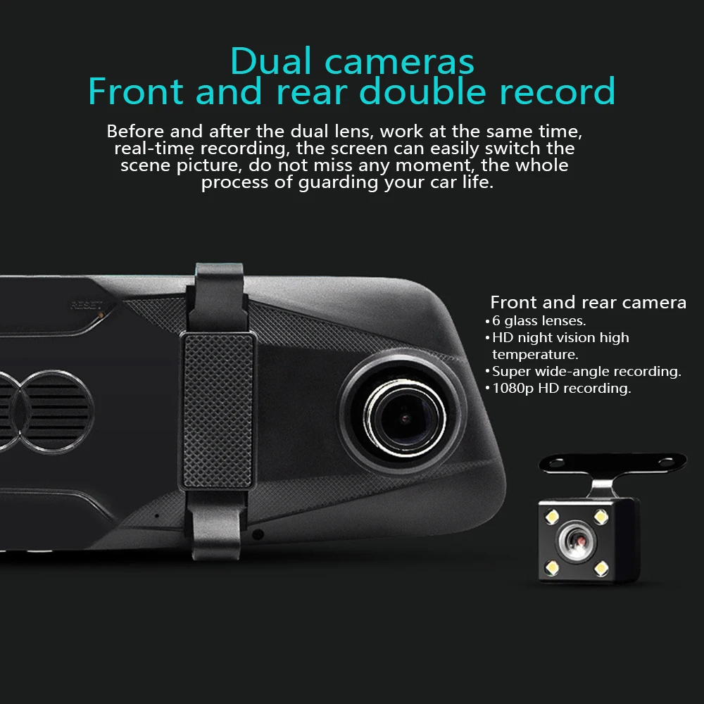 Новый 7 ''зеркало заднего вида вождения рекордер двойной объектив высокой