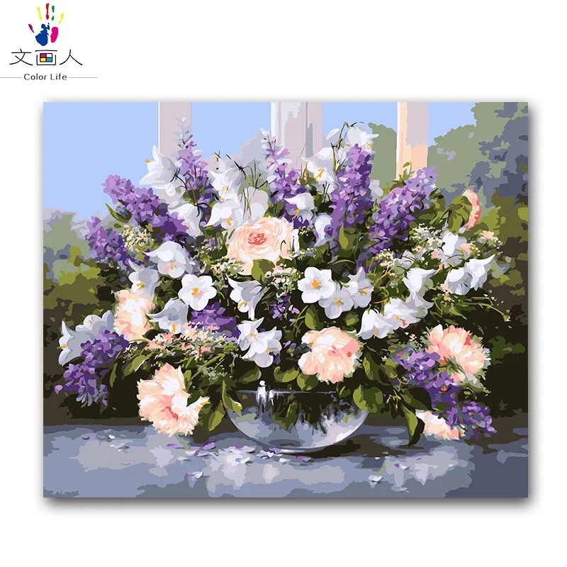 

Diy цифровая картина маслом растения цветы тюльпаны Вставить Цветок Холст один кусок 40x50 Европа пропилен