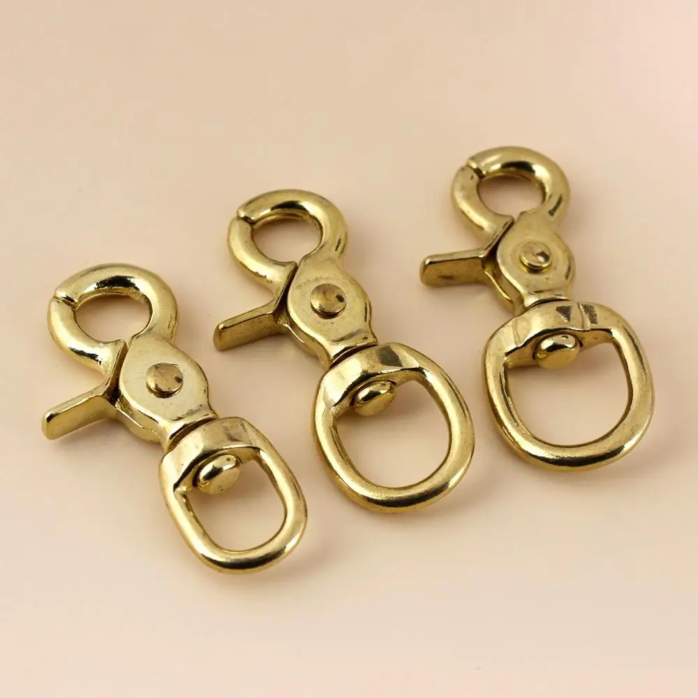 

A Pair of Brass Swivel Eye Snap Hook Lobster Claw Trigger Clasp Fob Clip for Leather Craft Bag Strap Belt Pet Rope Keychain