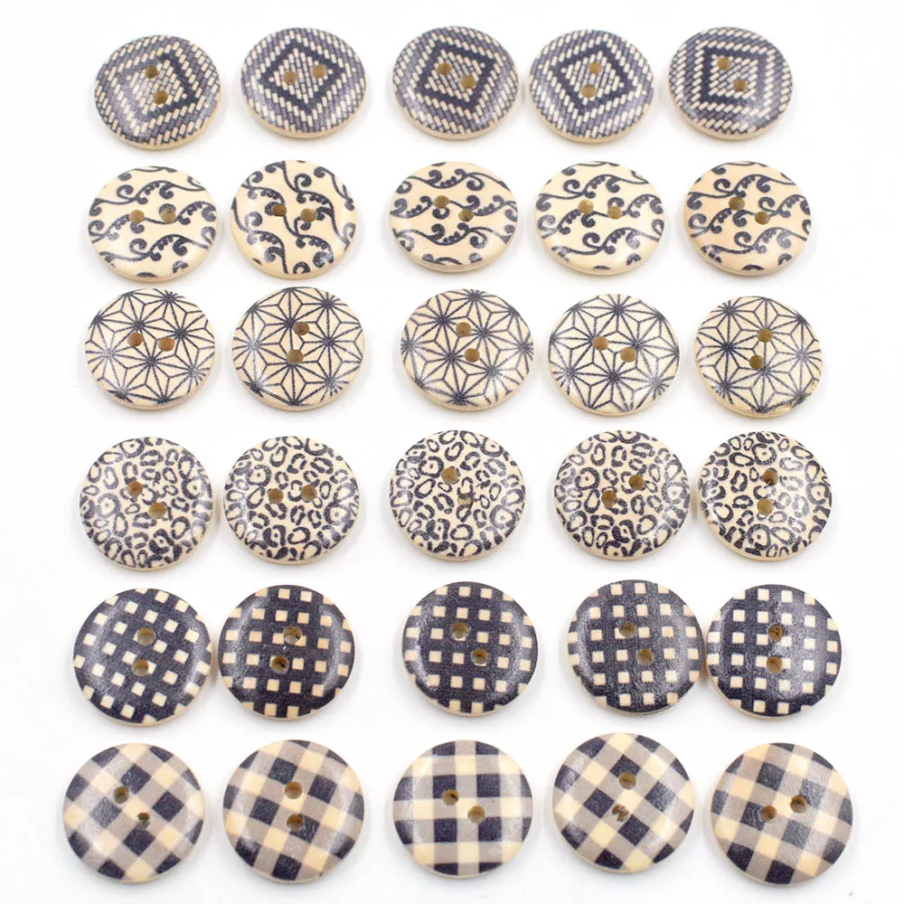 50 шт. деревянные пуговицы в стиле ретро 18 мм|Пуговицы| |