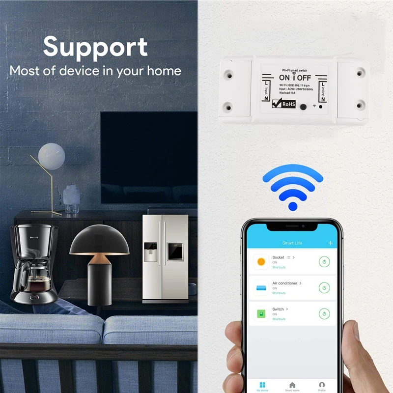 

DIY Wi-Fi Smart Light Switch Universal Breaker Timer Smart Life APP Wireless Remote Control Works With Alexa Google Home IFTTT