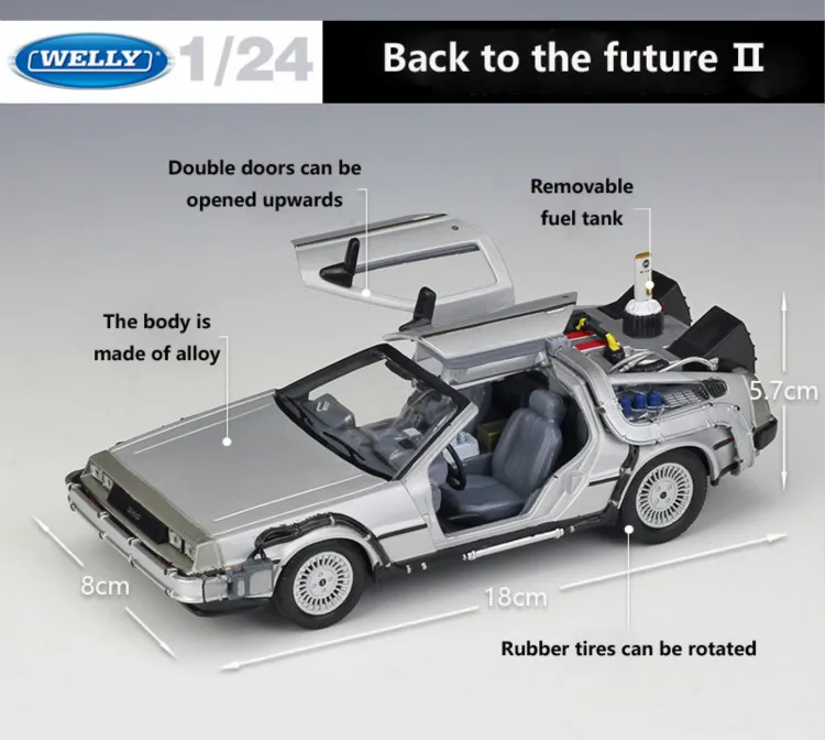 Welly 1:24 литья под давлением сплав модель автомобиля DMC-12 delorean Назад в будущее время машина металлическая игрушка автомобиль для ребенка игрушка подарок коллекция