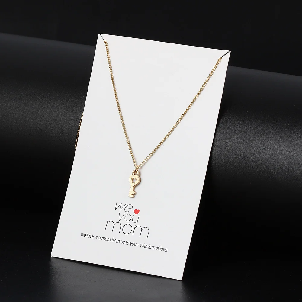 1pc Minimalist Compass Key Charms Wish Card Choker Collier Necklaces Link Chain For Dear MOM Women Fashion Jewelry Gifts CN94 | Украшения и