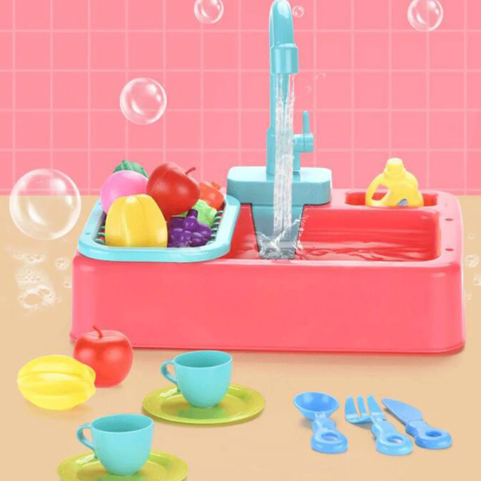 

Kids Kitchen Toys Simulation Electric Dishwasher Educational Toys Mini Kitchen Food Pretend Play Cutting Role Playing Girls Toys