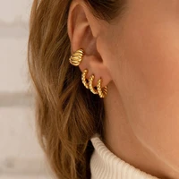 2021 new gold color c shape twist croissant hoop earrings for women circle round statement earring female fashion trend jewelry