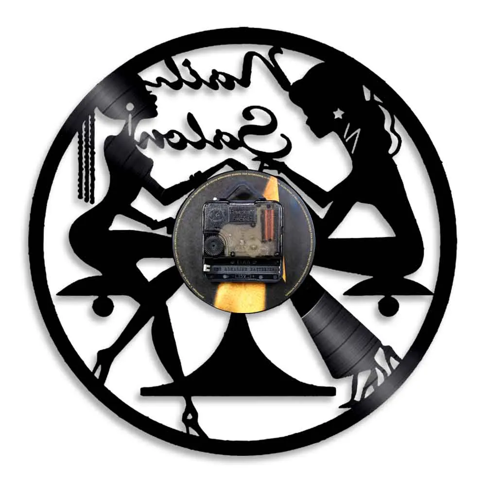 Настенные часы с виниловой пластиной для маникюра и педикюра домашний декор