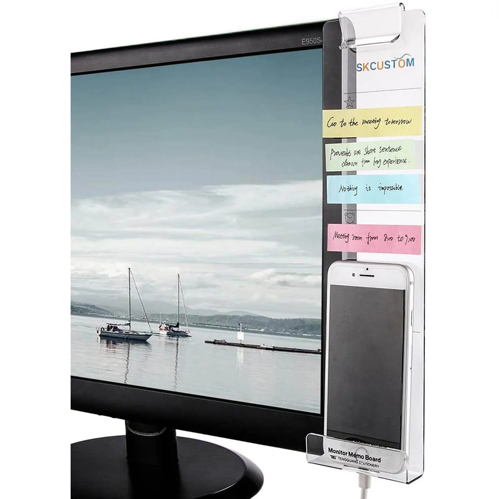 

1PC Acrylic Monitor Message Memo Board For Sticky Notes Tabs Phones PC Screen Computer Monitors Side Panel Planner High Quality