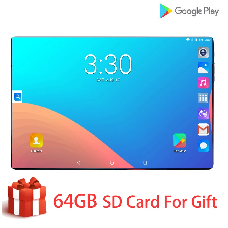Дизайн 10,1 дюймов android 9,0 планшетный ПК 6 ГБ и 128 Гб Две sim-карты 1280*800 HD большой экран Двойная камера 8 ядерный планшеты