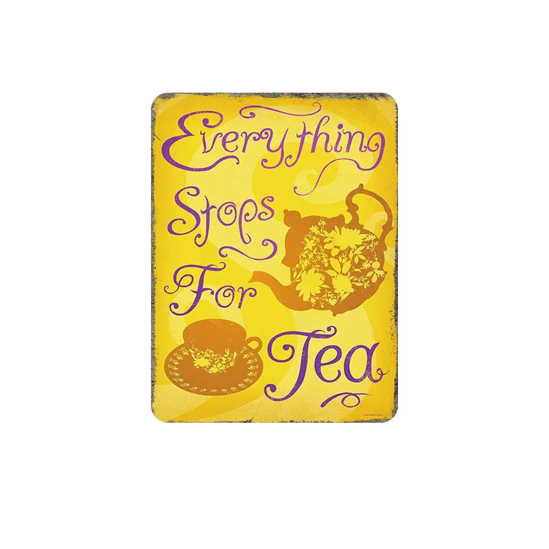 

Tea cupcake hot dog tin sign vintage metal plate retro iron painting wall decoration for shop home restaurant
