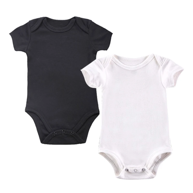 3-24Month Baby Girls Boy Clothes Short sleeve Newborn Babies Romper All Cotton Knit Fabric Black and White Infant Clothing | Мать и