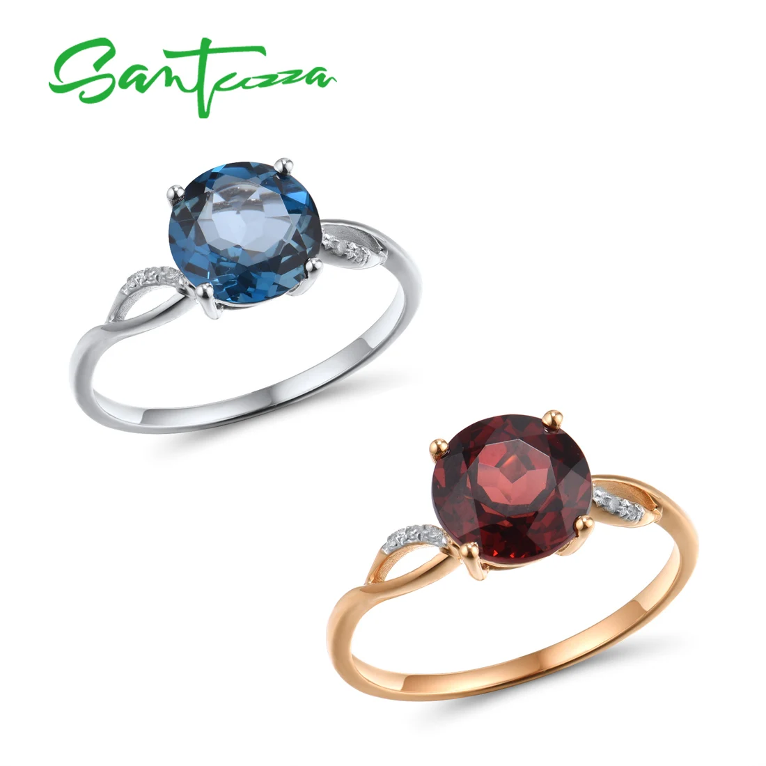 Женское золотое кольцо с голубым топазом VISTOSO из 14 каратного золота со