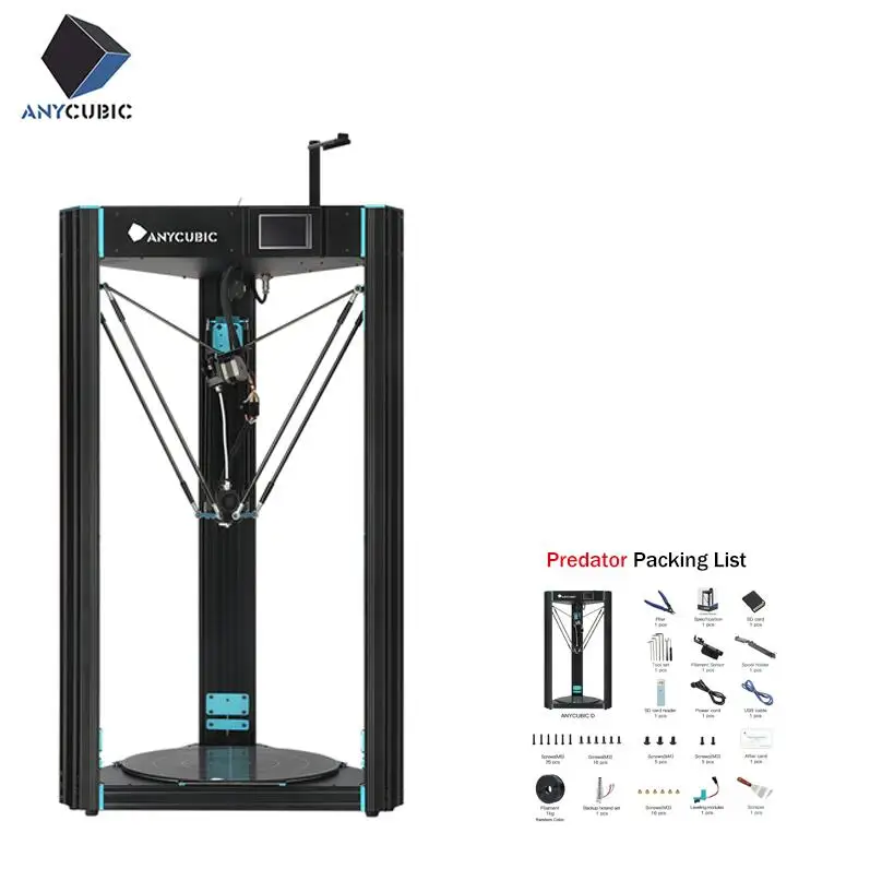 predator- Anycubic 3d принтер Хищник 370 мм* 455 мм большой размер печати FDM полностью металлический 3d принт TFT сенсорный экран 3D Drucker Impresora запчасти - Цвет: predator-