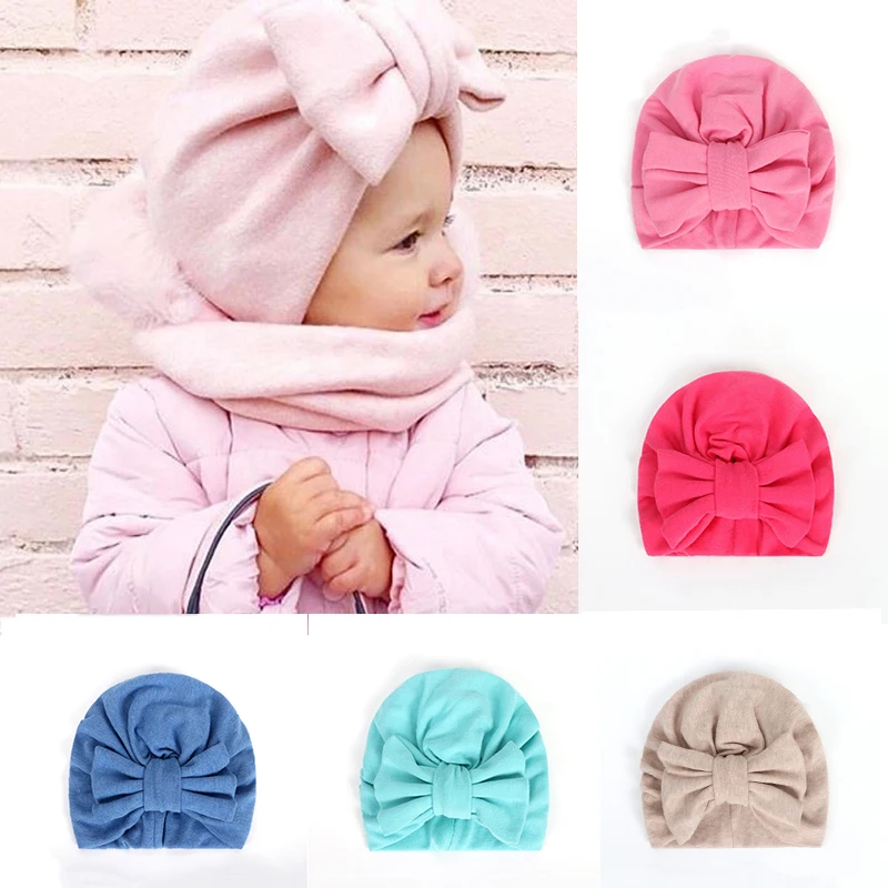 BalleenShiny Warm Baby Hats For Boys&ampGirls Infant Lovely Bowknot Bonnet Beanie Turban Head Accessories Kids Gifts | Мать и ребенок