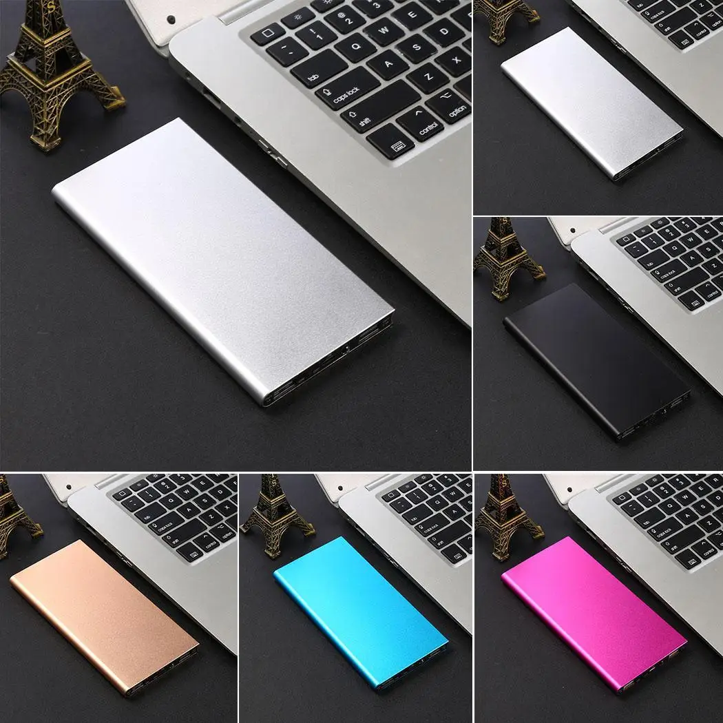 Ultra-thin Metal Power Bank Portable General Dual USB External Battery Charger For Smartphone Powerbank With LED Flashlight | Мобильные
