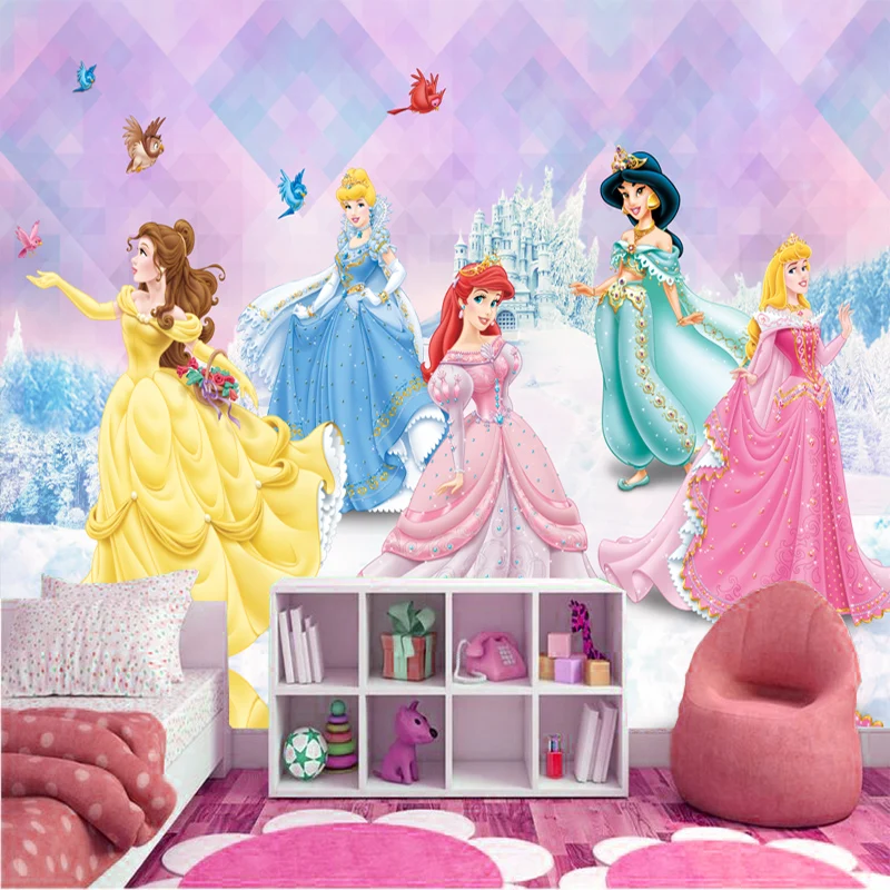 Milofi custom 3d cartoon wallpaper castle princess wallpaper mural children girl theme room bedroom background wall