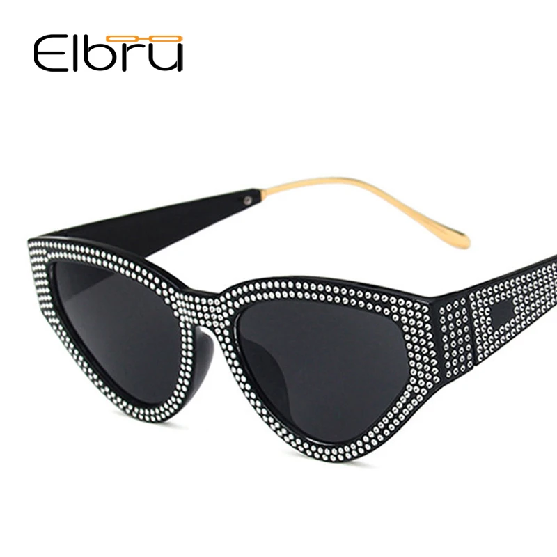Женские солнцезащитные очки Elbru винтажные вечерние зеркальные кошачий глаз