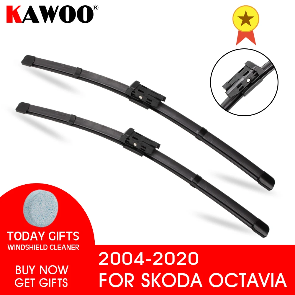 

KAWOO Car Wiper Blades for Skoda Octavia 24"&19" Fit push button Arms / side pin arms 2004 to 2019 Auto Windcreen Wipers Blade