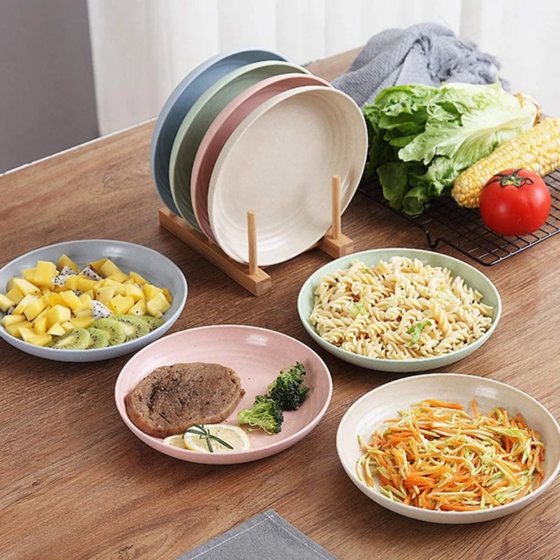 

9 Inch 4Pack Lightweight Wheat Straw Plates -Dishes and Plates Sets for Kids Children Toddler Dish Set Dinnerware