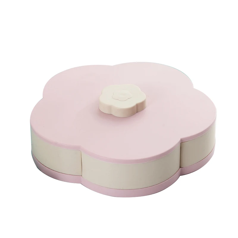 pink single-layer L Креативная пластиковая вращающаяся коробка для фруктов коробка для конфет с цветами сушеный фруктовый ящик специальные тарелки Цветущая закуска чаша с держателем для телефона - Цвет: pink single-layer L