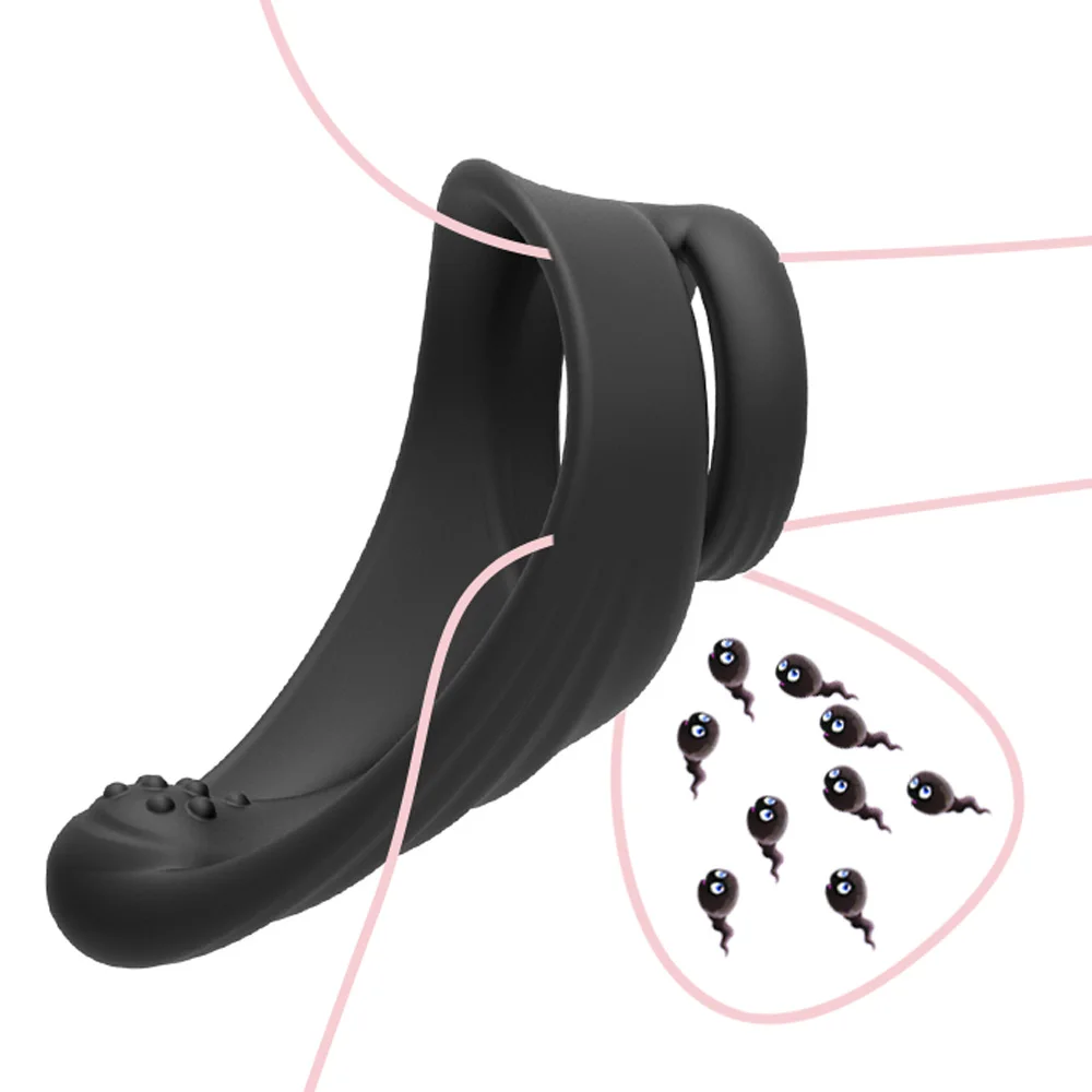 Silicone Penis Ring For Male Scrotum Bondage Chastity Device Cock Cage Time Delay Dick Sleeve BDSM Adult Toys Sex Products | Красота и