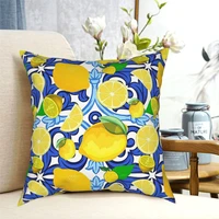 lemon on top of blue and white tile italian style pillowcase printing polyester cushion cover decorations pillow case cover