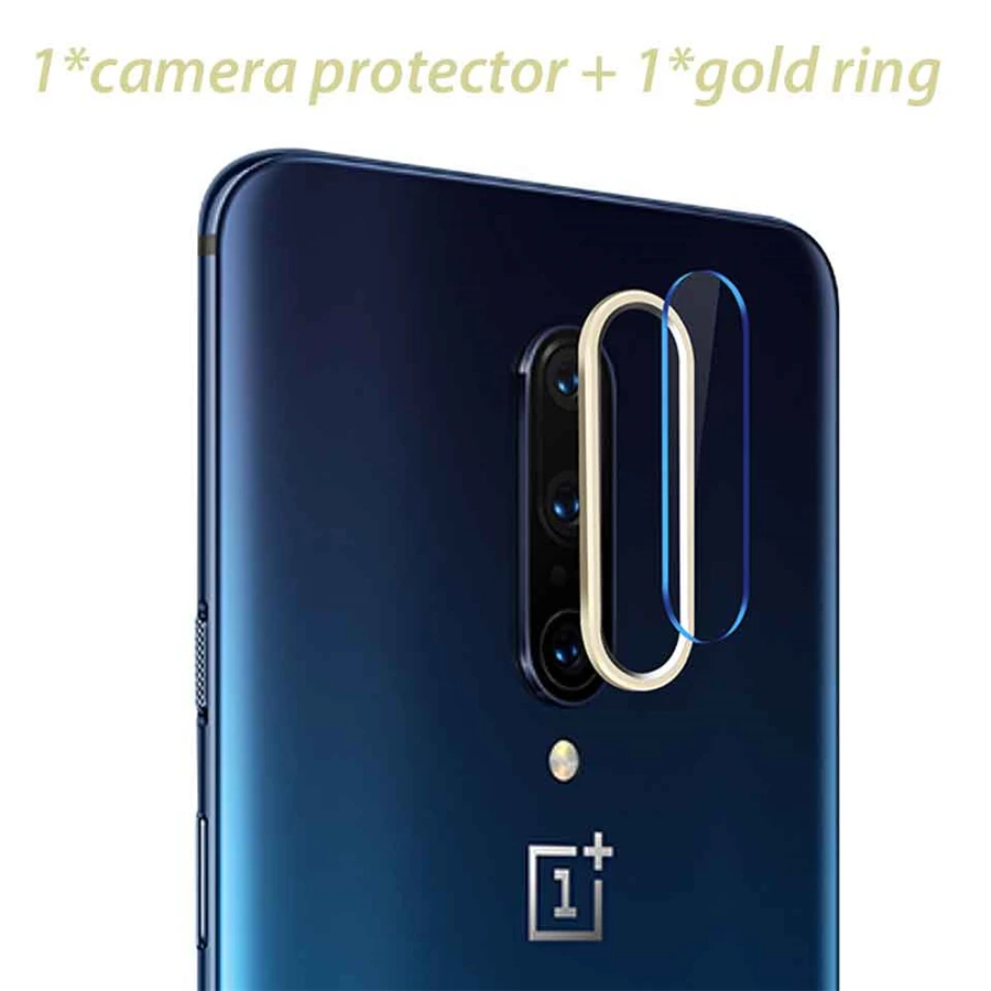 Для OnePlus 7 Pro металлическое заднее защитное кольцо для объектива+ Закаленное стекло пленка для объектива камеры для 1+ 7 защитная пленка для экрана - Цвет: Gold