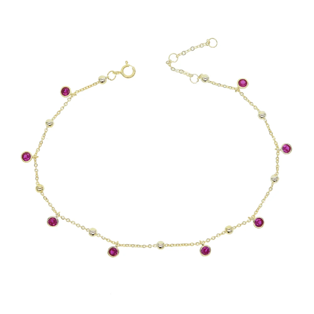 Браслеты на ногу женские амулетные украшения золотого цвета с крошечным красным