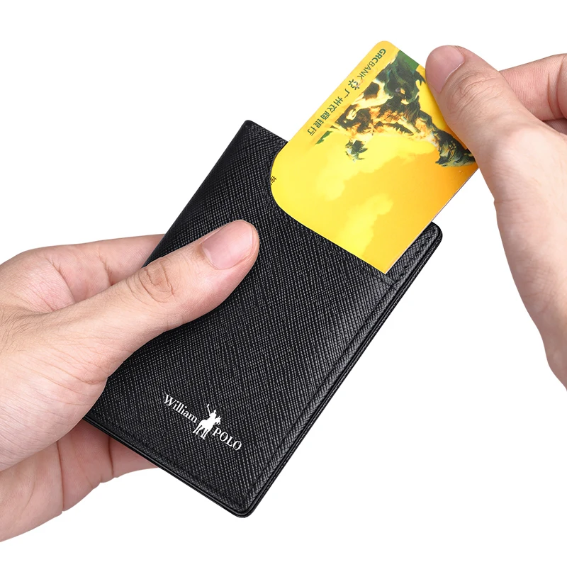 Ультратонкий мужской кошелек WilliamPOLO из натуральной кожи с рчид модный