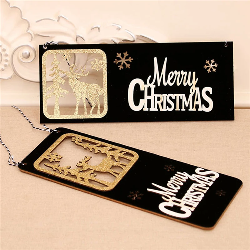 2020 Новогодняя деревянная дверь подвесной знак Рождественское украшение для елки