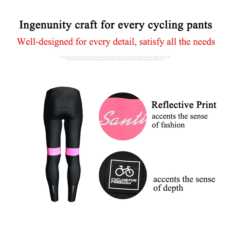 Santic женские велосипедные 4D штаны с подушкой Зимние флисовые теплые