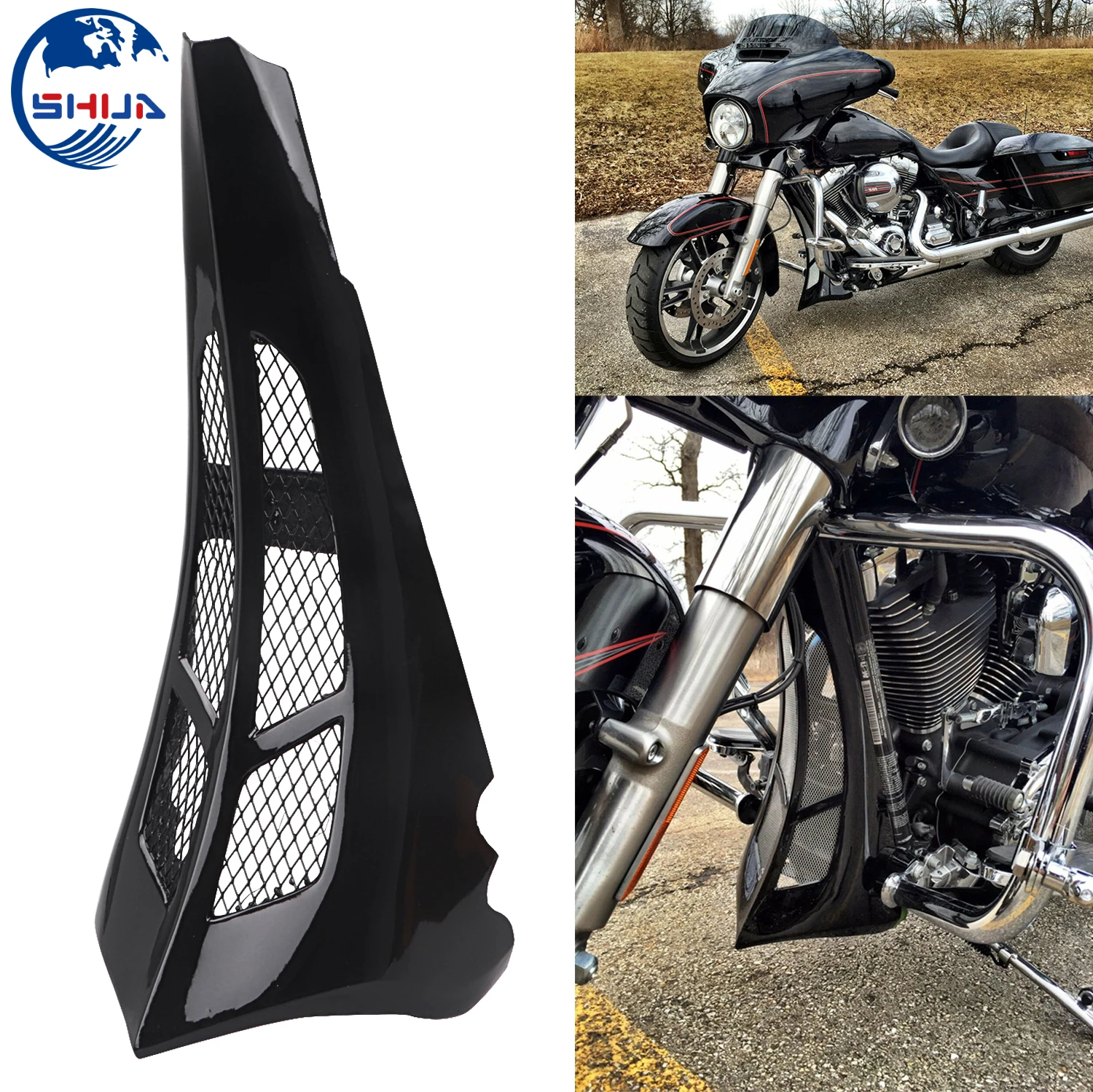 Блестящий черный мотоцикл высокий спойлер для подбородка ковш Harley 2014 2019 модели