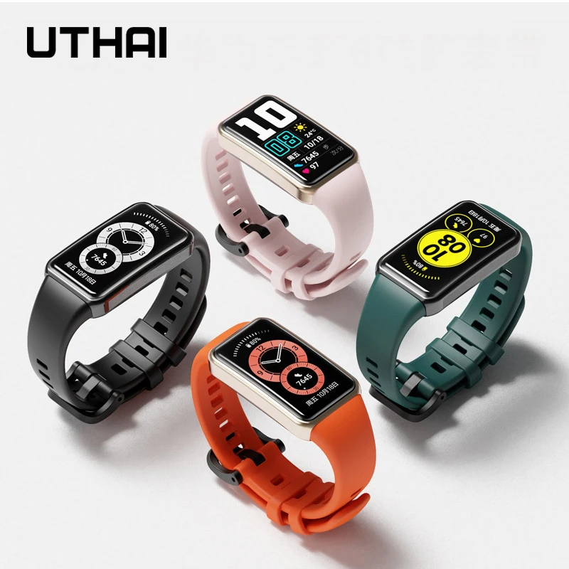 

Strap For huawei band 6 Monochrome silicone replacement band For honor band 6 Soft breathable wristband UTHAI S28