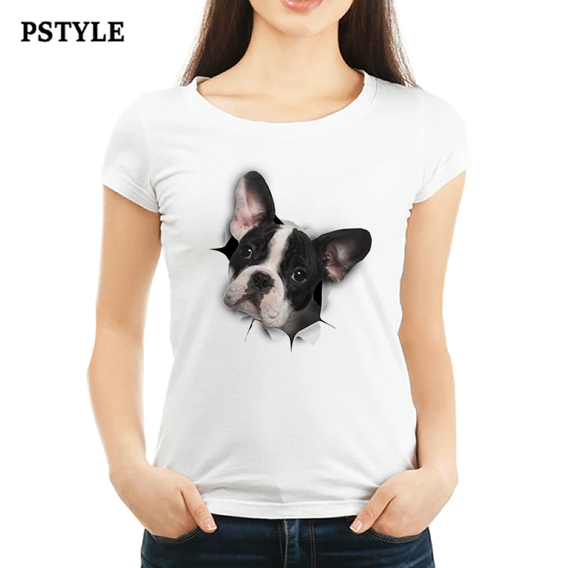 Pstyle, женская короткая летняя футболка, Забавные футболки, Милая футболка с 3D принтом собаки, женские футболки для девочек, топы, Прямая поставка, брендовые футболки