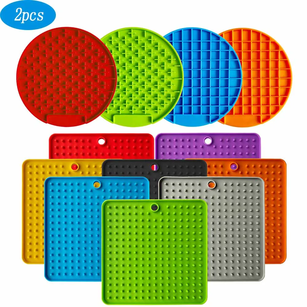 

2pcs Pet Dog Feeding Food Bowl Silicone Dog Feeding Lick Pad Dog Slow Feeder Treat Dispensing Mat for Dogs Cats Slow Food Bowls