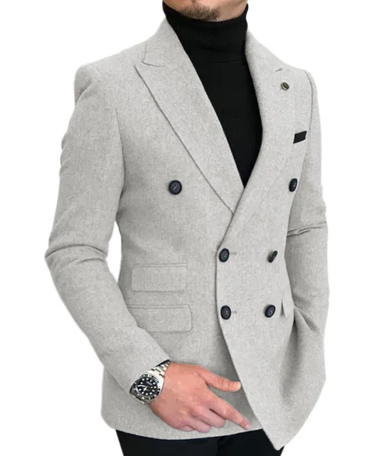 Traje de una pieza para hombre, chaqueta Formal de lana de doble botonadura con solapa, esmoquin para graduación, Blazer estampado para boda