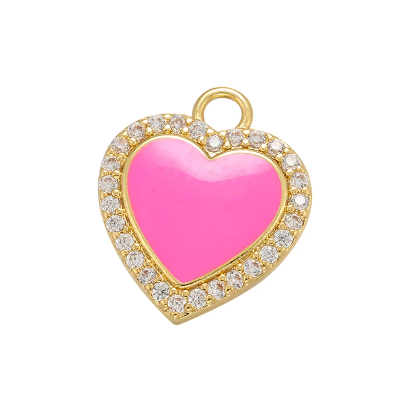 ZHUKOU gold color Enamel heart Pendant Small charms for Handmade Necklace Earrings Jewelry Accessories Wholesale VD966 |