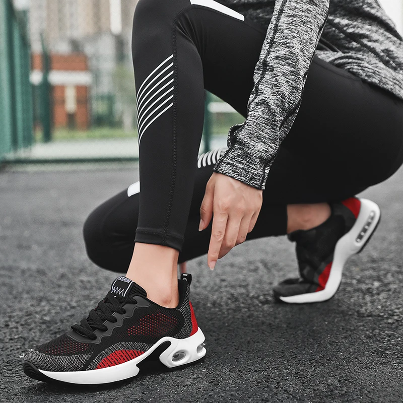 

Women Casual Shoes Fashion Breathable Walking Mesh Lace Up Flat Shoes Sneakers Running Shoe For Woman 2021 Tenis Feminino Black
