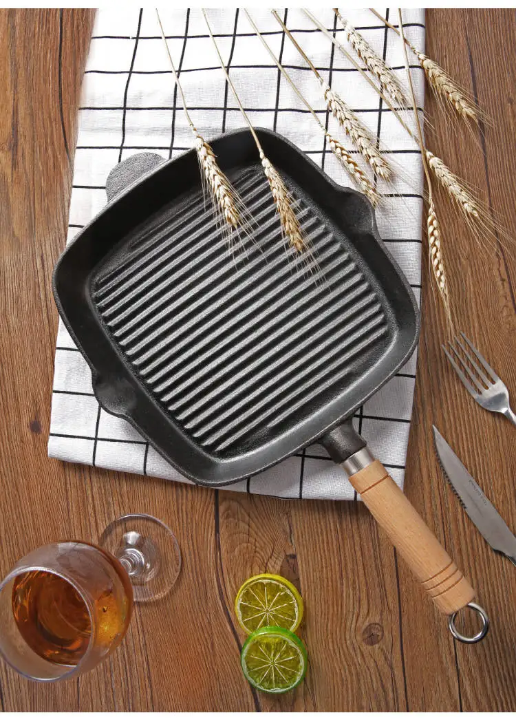 Чугунная сковорода для стейка полосатая сковорода для стейка жареная Sirloin специальный горшок плоская сковорода Ollas De Cocina кухонная посуда литая