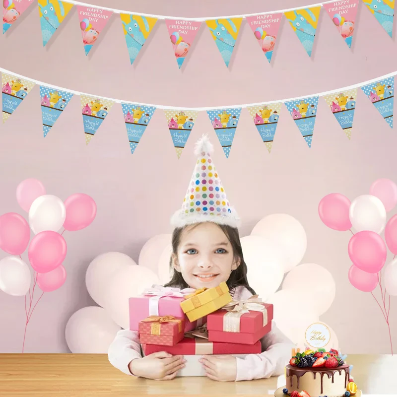 

1Bag Happy Birthday Party Banner Pull Flag Bunting Decoration Festival Wall Hanging Banners Baby Shower Supplies Take Photo