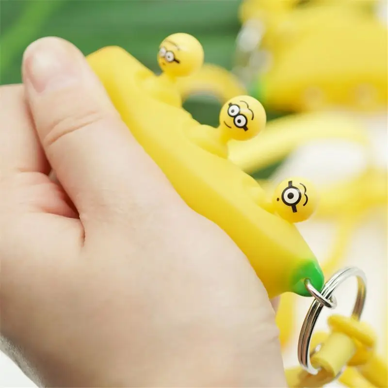 

Banana Keychain Pendant Squeeze Toy Stress Relief Novelty Gag Toys Kid Toy Gift R7RB