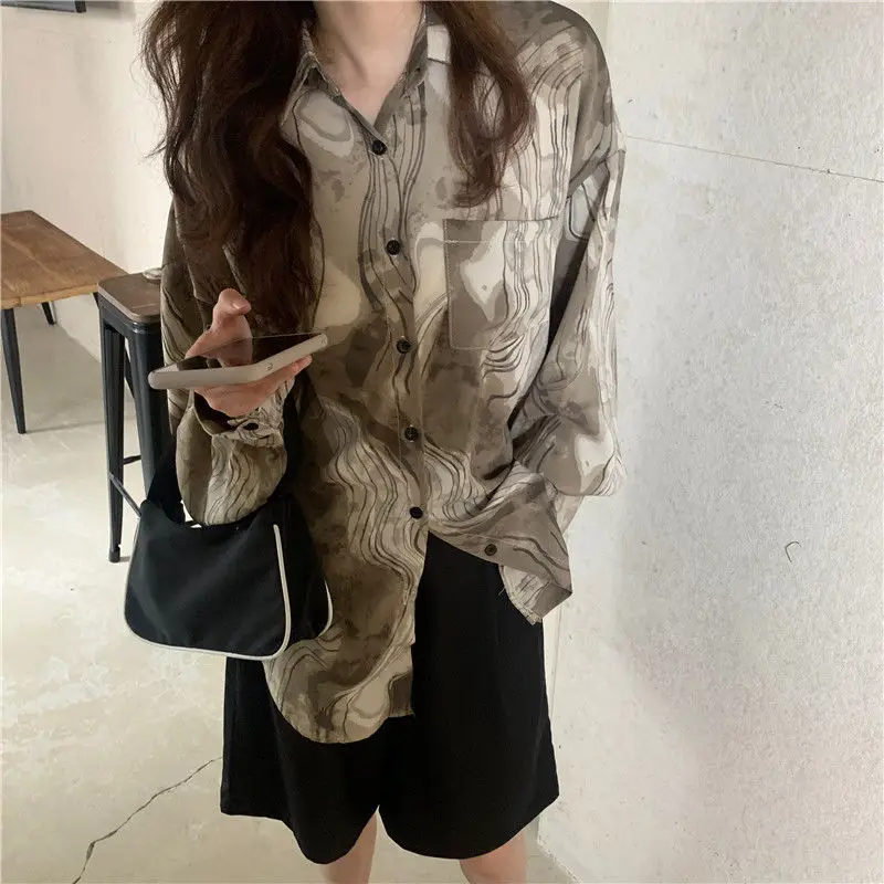 Shirts Women Artistic Chiffon Loose Soft Turn Down Collar Casual Ulzzang Sun Proof Spring Paisley Retro Fashion Design Female | Женская