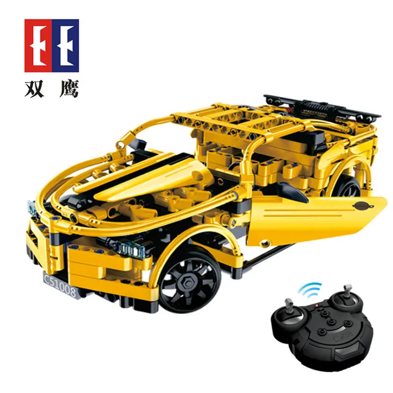 

Cada C51008 MOC High-Tech Series Yellow Electric Remote Control SupercarRacing Car Building Blocks 419pcs Bricks Toys Gift