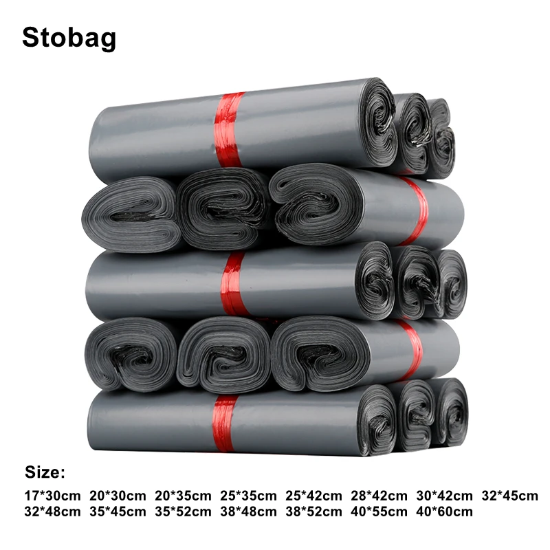 

StoBag 100pcs Black Express Envelope Mail Bag Color Large Plastic Packaging Thick Waterproof Self Adhesive Shipping Custom Logo