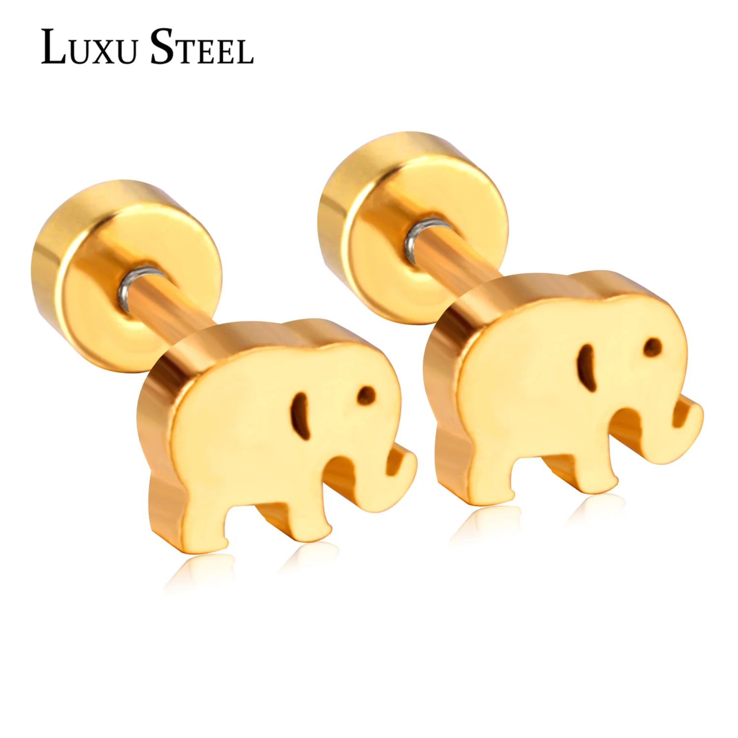 : LUXUSTEEL из нержавеющей стали с милыми животными слон серьги гвоздики для