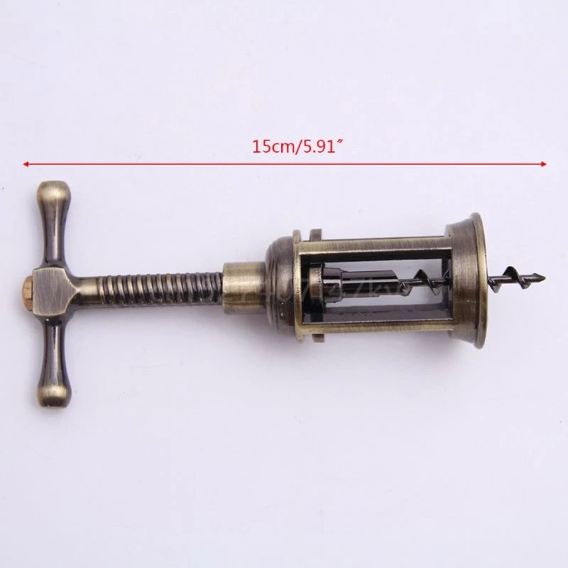 

Classic Bronze Color Wine Bottle Opener Zinc Alloy Corkscrew T-shaped Rotary Bar Cork Puller Red Wine Opening Tools