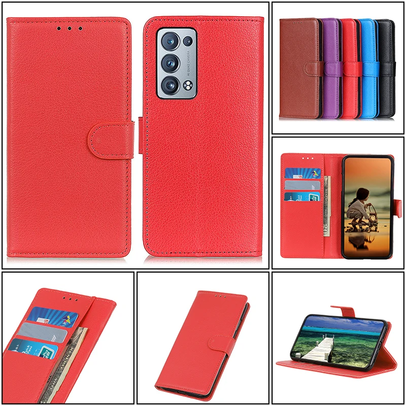 

Ultra Thin Flip Leather Case For OPPO Reno 6 6Z 5 5Z 5F 5A 4 4Z 3 3A ACE2 Plus Find X3 X2 Neo Lite Pro Shockproof Wallet Cover