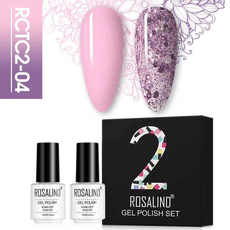 ROSALIND Гель-лак для ногтей 2 шт./компл. гибридный Полупостоянный УФ-лак набор