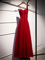 wine red prom dresses 2022 new women formal party vestido de gala v neck spaghetti straps a line elegant sexy long evening gowns