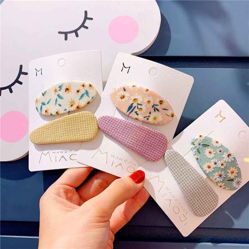 2 шт./компл. Новые Детские Цветочные заколки для волос девочек Овальные Заколки